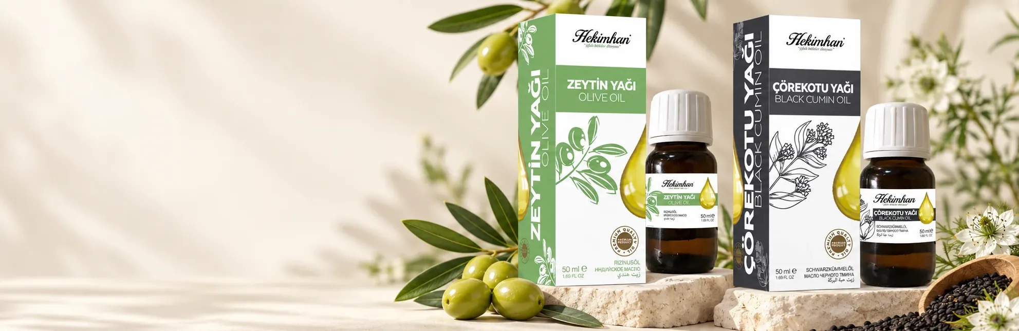 Hekimhan zeytin yağı ve çörekotu yağı ürünleri